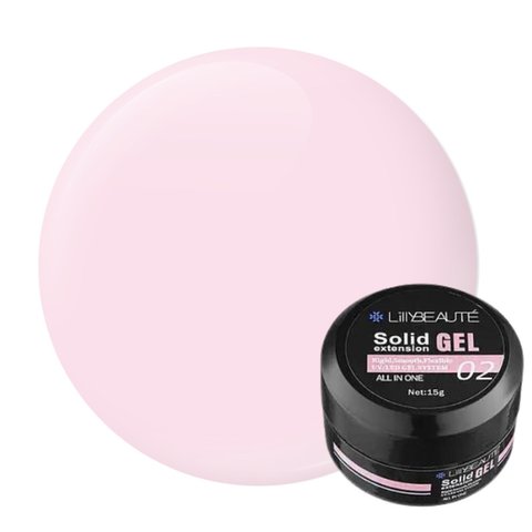 Купить Твердый гель для наращивания Lilly Beaute Solid Gel No02 нежно-розовый 15 г , цена 199 грн, фото 1