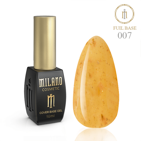 Купить База для гель-лака Milano Fuil Base 007 с поталь – имитация сусального золота (10 мл, цветная, каучуковая) , цена 165 грн, фото 1