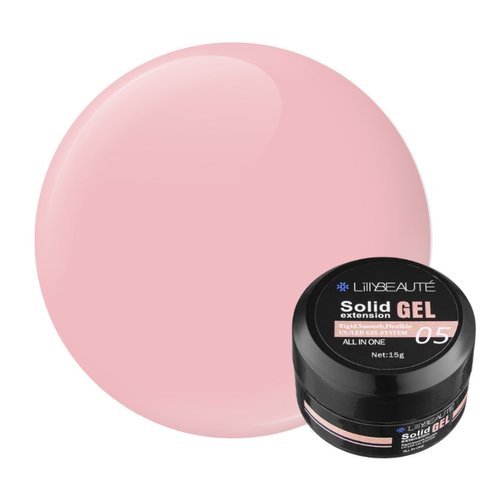 Купити Твердий гель для нарощування Lilly Beaute Solid Gel No05 насичений рожевий 15 г , ціна 199 грн, фото 1