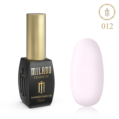 Купить Цветная база для гель-лака Milano Shimmer Base Gel 012 (10 мл, с шиммером, бледно-розовая) , цена 140 грн, фото 1