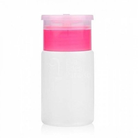 Баночка-помпа пластиковая с розовой крышкойс 180 мл